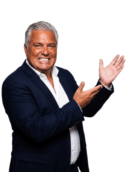 Derek, an estate agent, mid-pitch
